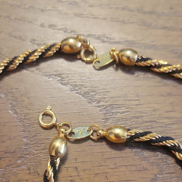 TRIFARI & NAPIER BLACK GOLD tone ROPE TWIST NECKLACE BRACELET set - Picture 2 of 3